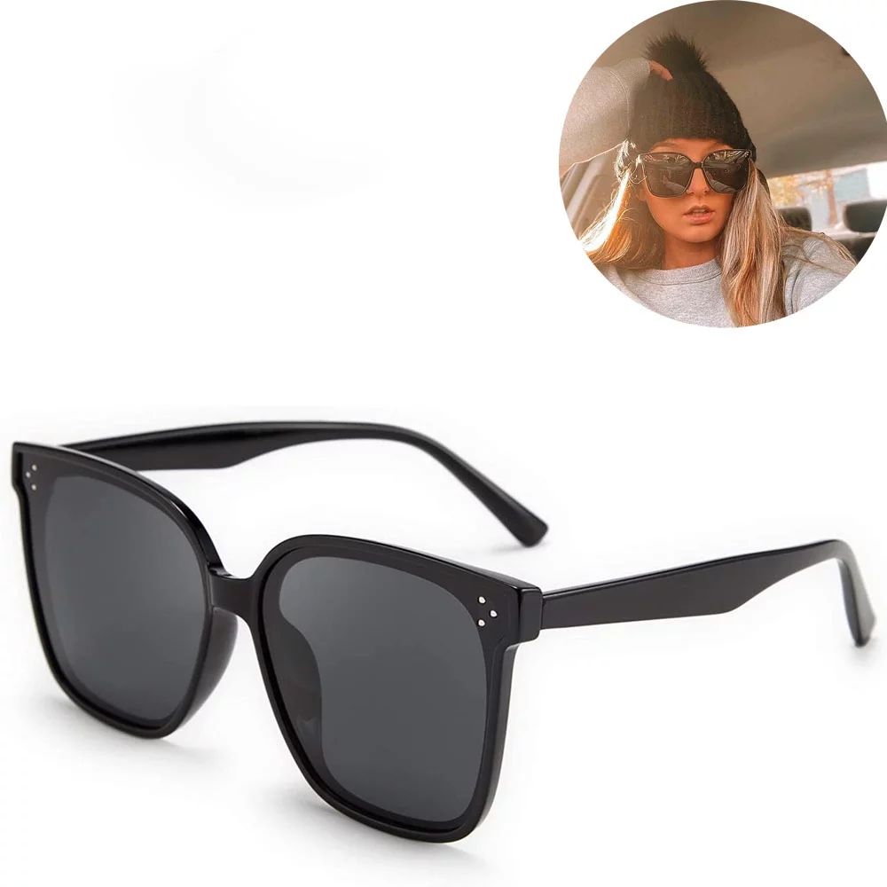 Retro Square Polarized Sunglasses Women Men Oversized Vintage Shades(black) | Walmart (US)