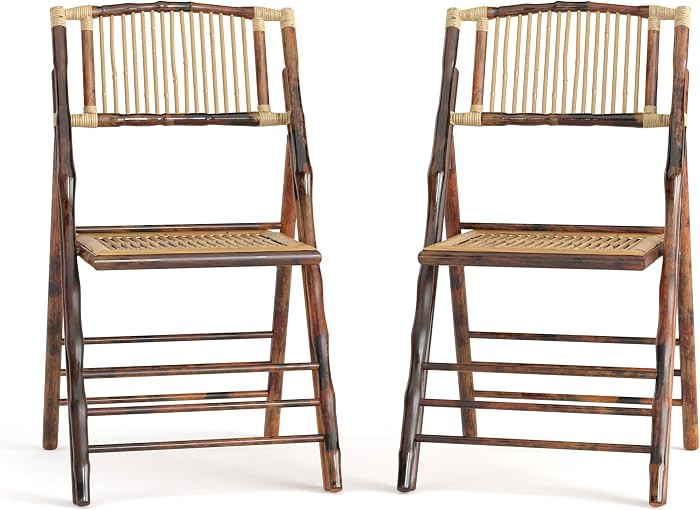 Flash Furniture Folding Bohemian Bamboo Chairs with Curved Backs, Modern Bamboo Folding Dining Ch... | Amazon (US)