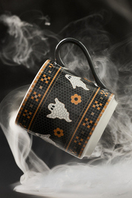 Bistro Tile Stoneware 24k Gold Accent Halloween Mug | Anthropologie (US)