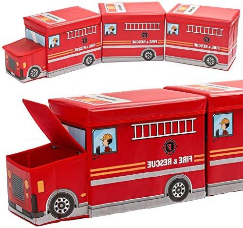 Homde Toy Storage Organizers Bins Train Shape Collapsible Toy Chests and Storage Fire Truck playr... | Amazon (US)