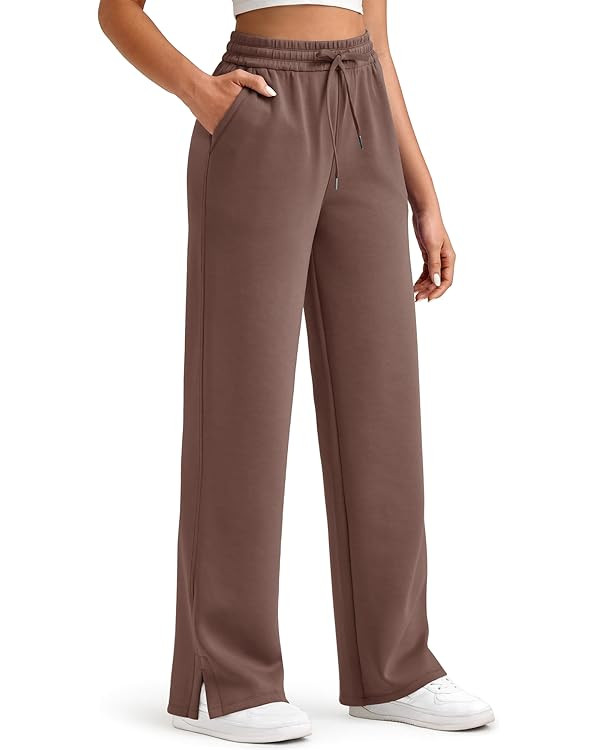 G4Free Smoofit Modal Soft Women's Wide Leg Sweatpants High Waisted Drawstring Side Slit Casual Lo... | Amazon (US)