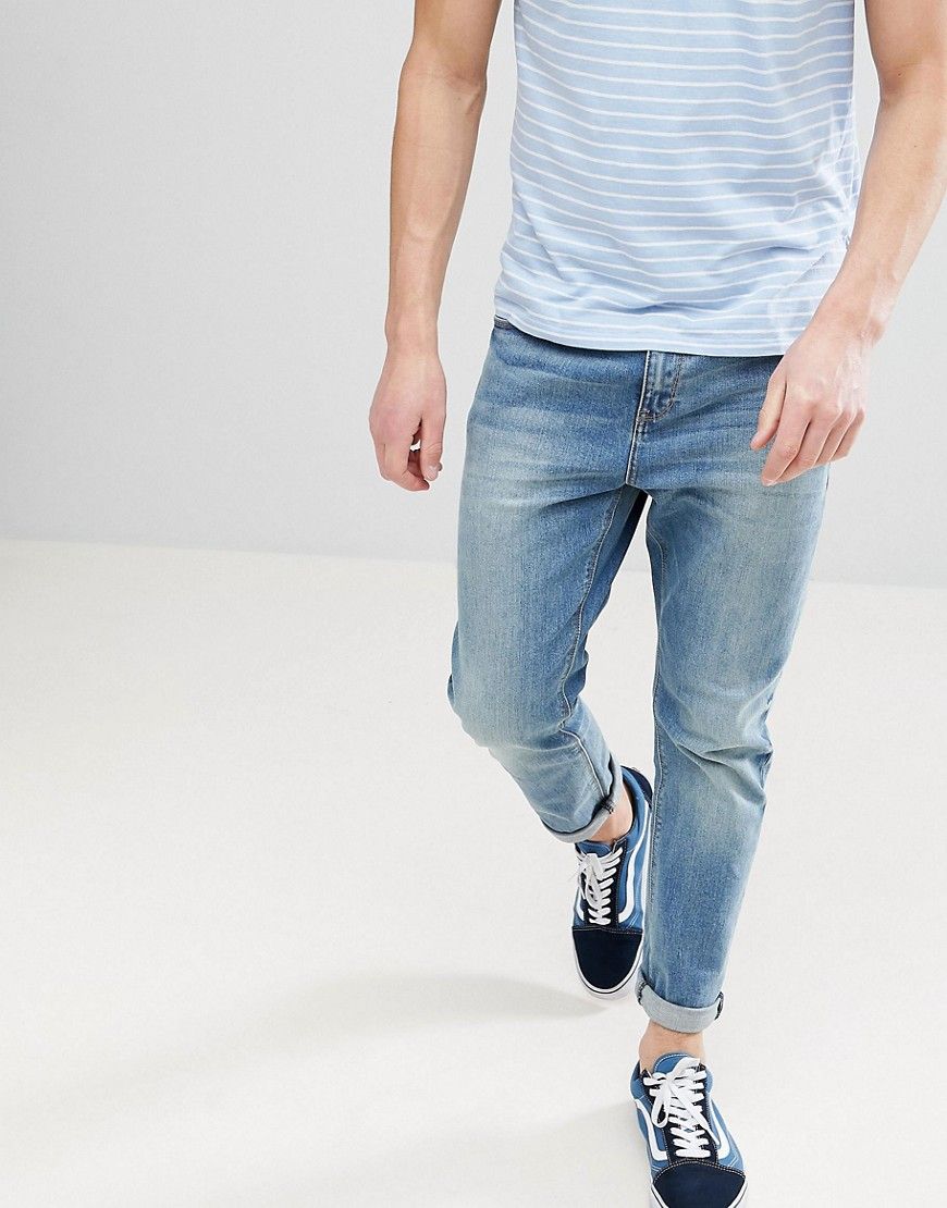 ASOS Tapered Jeans In Mid Wash - Blue | ASOS US