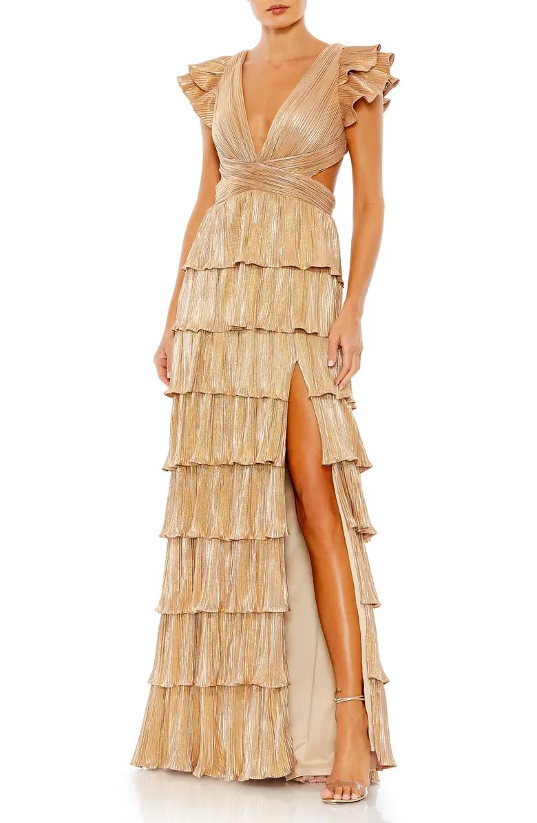 Cutout Ruffle Tiered Gown | Nordstrom