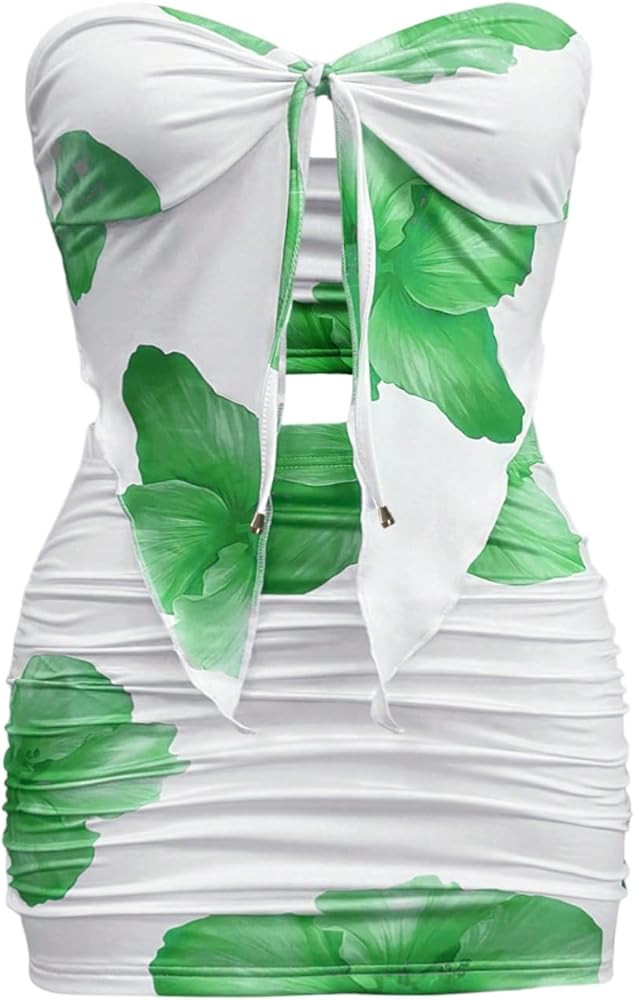 SOLY HUX Women's Summer 2 Piece Mini Skirt Sets Floral Strapless Tube Tops and Bodycon Skirt Vaca... | Amazon (US)