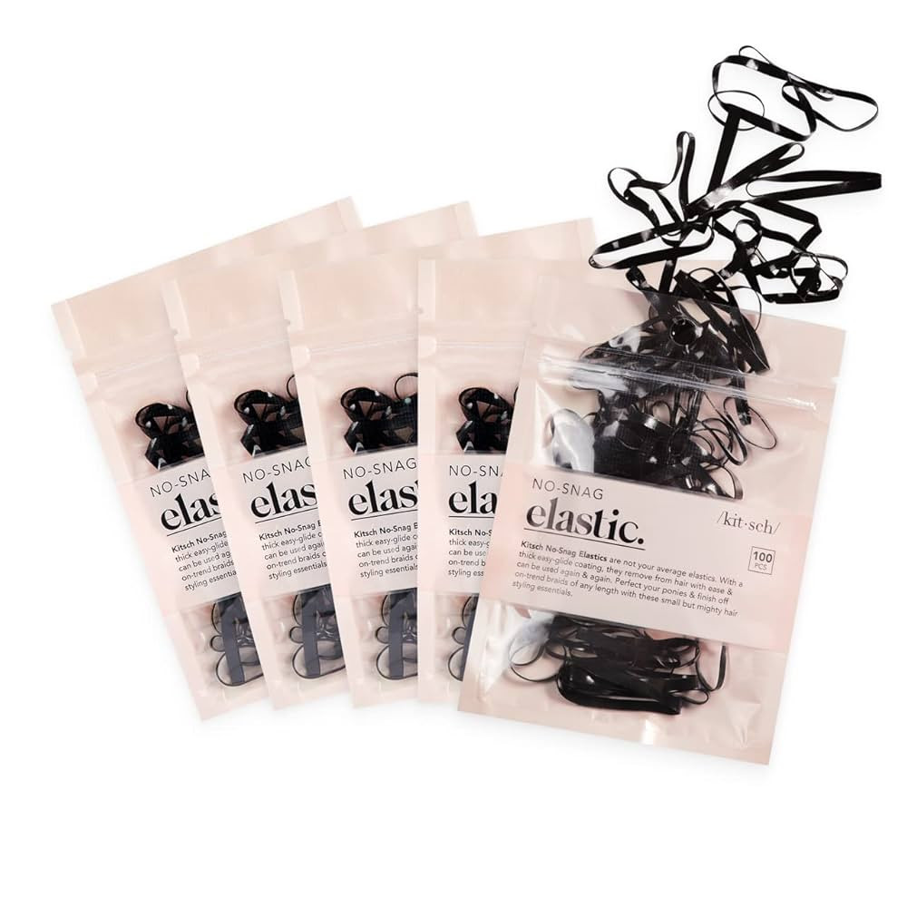 Kitsch No Snag Small Elastic Hair Ties, Rubber Bands for Hair, 5pack, 500pcs (Black) | Amazon (US)