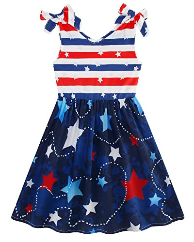 Enlifety 3-10T Girls Summer Dress Sleeveless Bowknot Strap V Neck Casual Sundress | Amazon (US)