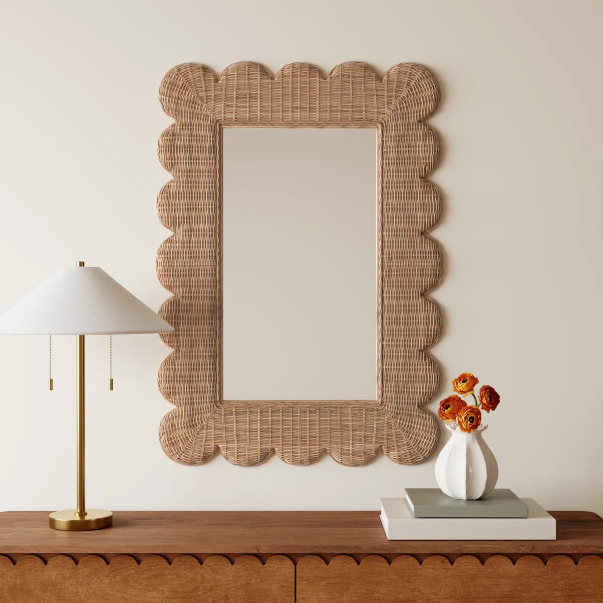 Rattan Scalloped Mirror | Wayfair North America