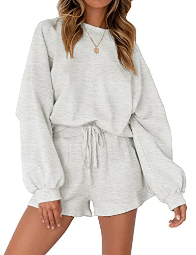 MEROKEETY Women's 2025 Fall Oversized Batwing Sleeve Lounge Sets Casual Top and Shorts 2 Piece Ou... | Amazon (US)