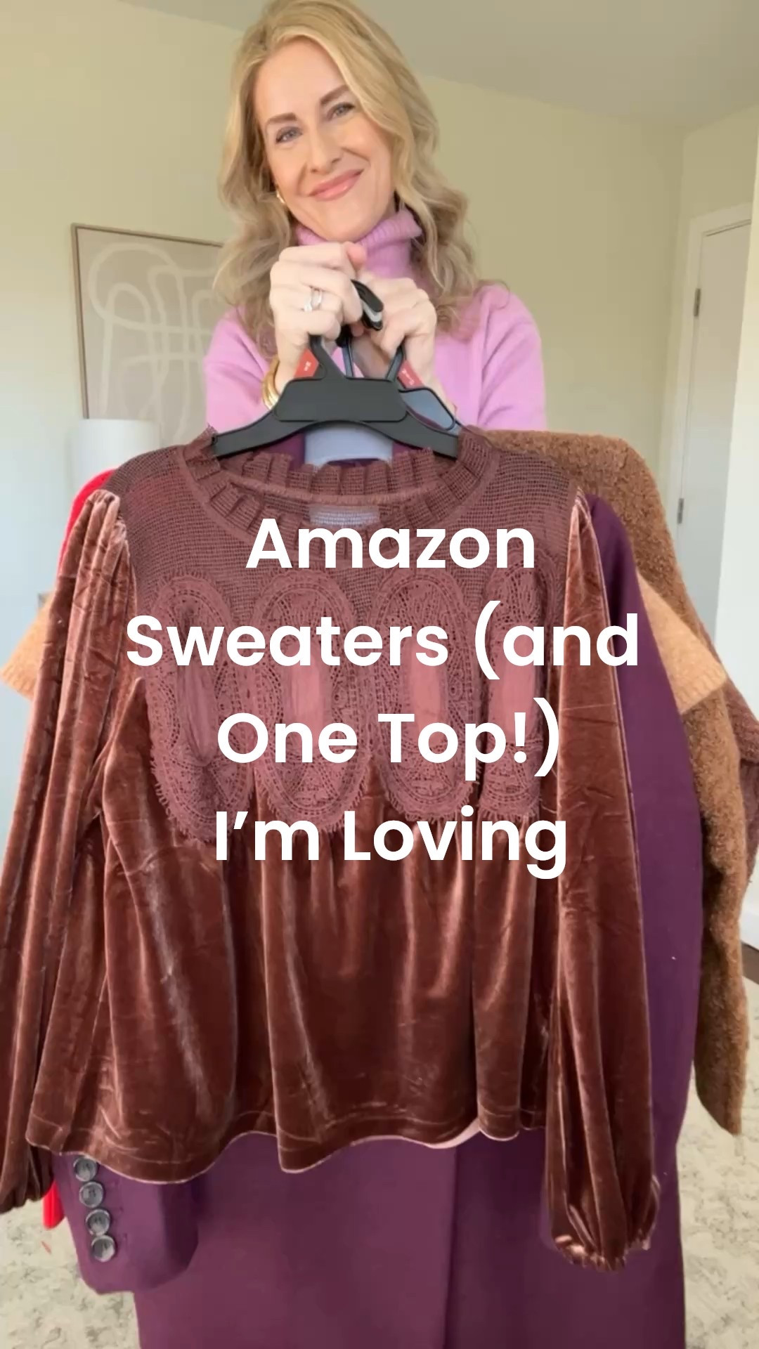 Amazon sweaters most under $25, fit true to size (I’m wearing size small) except the brown cardigan runs small, go up a size. #amazonfinds 

#LTKOver40 #LTKFindsUnder100 #LTKFindsUnder50