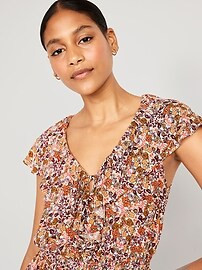 Waist-Defined Sleeveless Ruffle-Trim Top for Women | Old Navy (US)