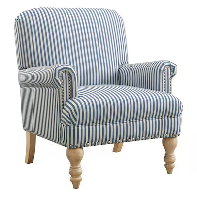 DHP Jaya Antique Blue Stripe Linen Accent Chair Lowes.com | Lowe's