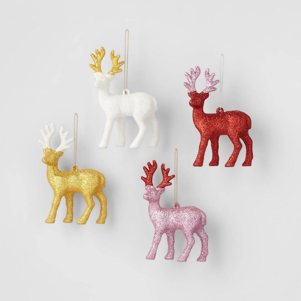 4pk Glitter Deer Ornament Set - Wondershop | Target