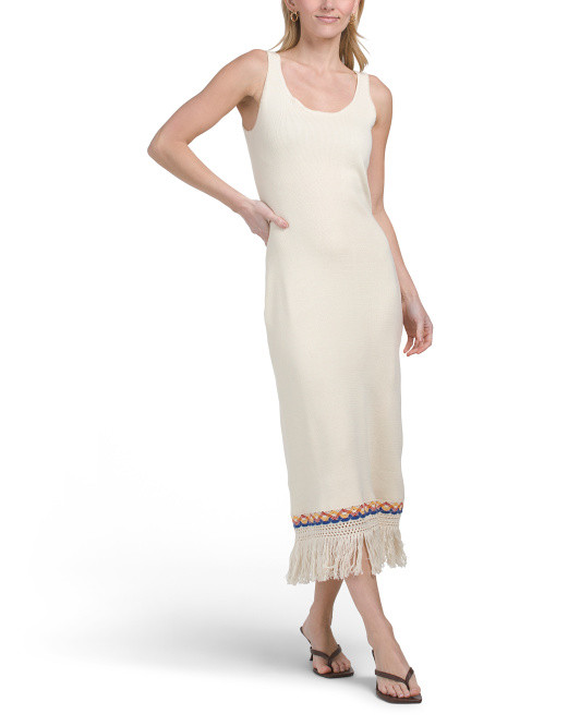 Fringe Hem Maxi Knit Dress | TJ Maxx