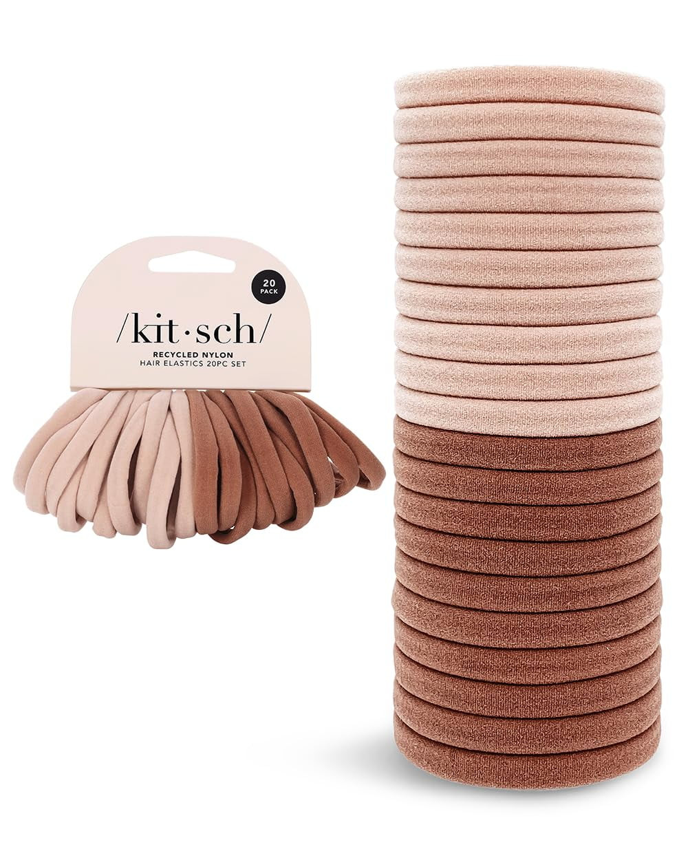 Kitsch Elastic Hair Ties, Beige, 20 ct | Walmart (US)