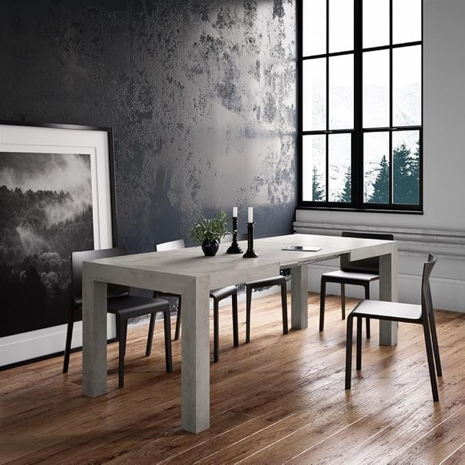 Mobili Fiver, Iacopo Extendable Dining Table, Concrete Grey, Laminate-Finished, Made in Italy | Amazon (US)