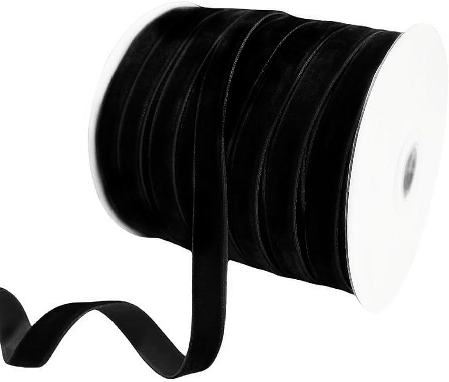 Abbaoww 50 Yards Vintage Black Velvet Ribbon 3/8 Inch for Gift Wrapping Wedding Decoration DIY Proje | Amazon (US)