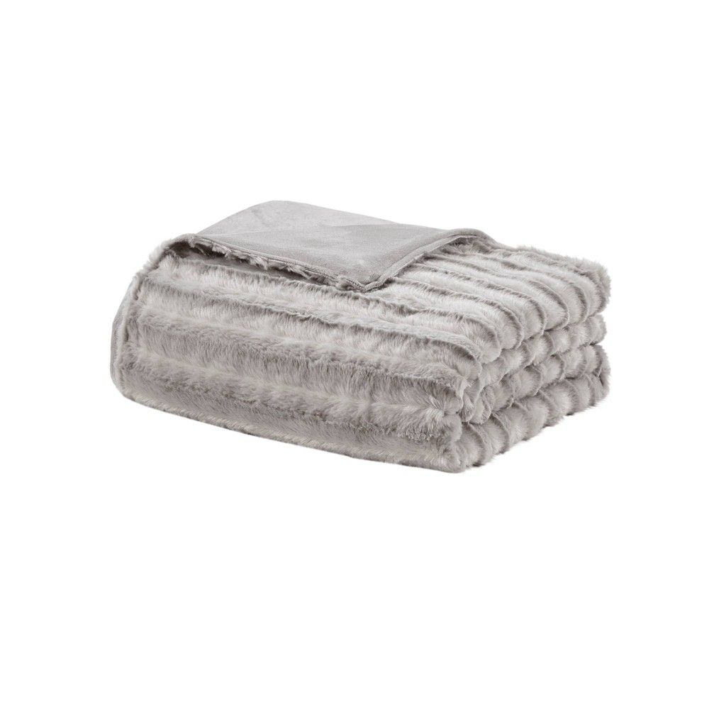 60"" x 70"" York Faux Fur 18lb Weighted Throw Blanket with Removable Cover Gray | Target