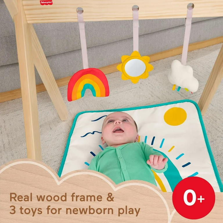 Fisher-Price Wooden Activity Gym, Wood Frame with 3 Sensory Toys & Mat for Newborn Babies | Walmart (US)
