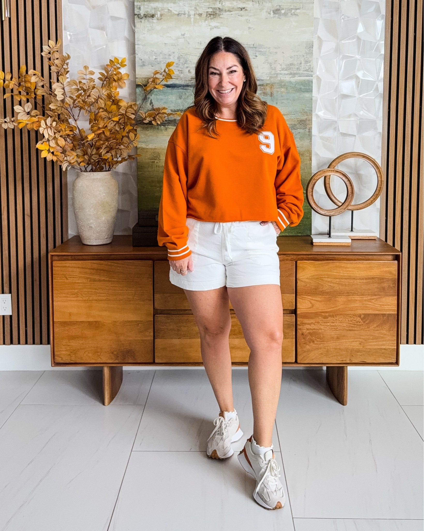 This burnt orange sweatshirt is giving me ALL the fall game day vibes without pretending it’s actually cold outside. 😂🧡 So cute with white shorts and sneakers to cheer up my hubbys alma mater! 🔗👇 Wearing sweatshirt tts, L and shorts size up, XL

@Target #targetpartner #ad

#LTKmomlife #LTKSeasonal #LTKU