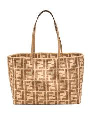 Raffia And Leather Large Roll Shopper Tote | TJ Maxx
