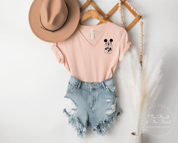 Mickey Pocket V-Neck, Women's Disney World V-Neck, Ladies Disney V-Neck, Disney V-Neck, Cute Disn... | Etsy (US)