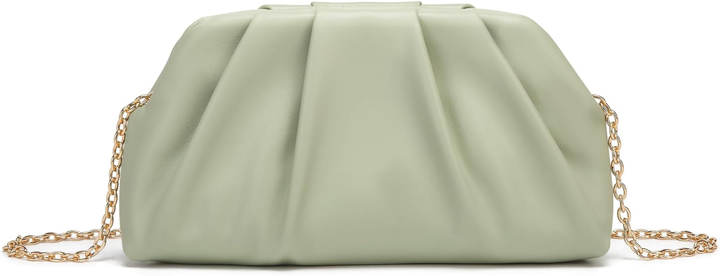 Dreubea Women's Fashion Cloud Shape Evening Bag Charming Fold Leather Clutch Handbag with Chain | Amazon (US)