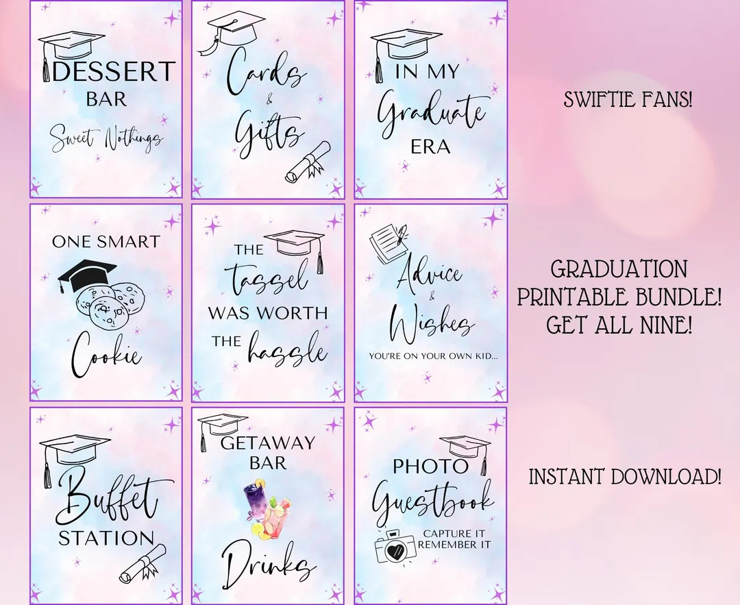 Taylor Swift Graduation Sign Bundle, Taylor Swift Graduation Theme Party, Taylor Swift Graduation... | Etsy (US)