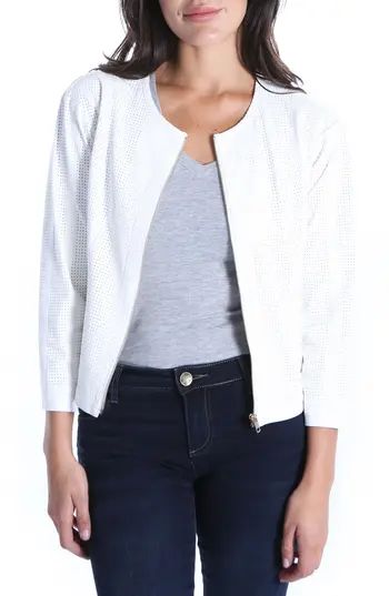 Women's Kut From The Kloth Faux Leather Perforated Scoop Neck Jacket | Nordstrom