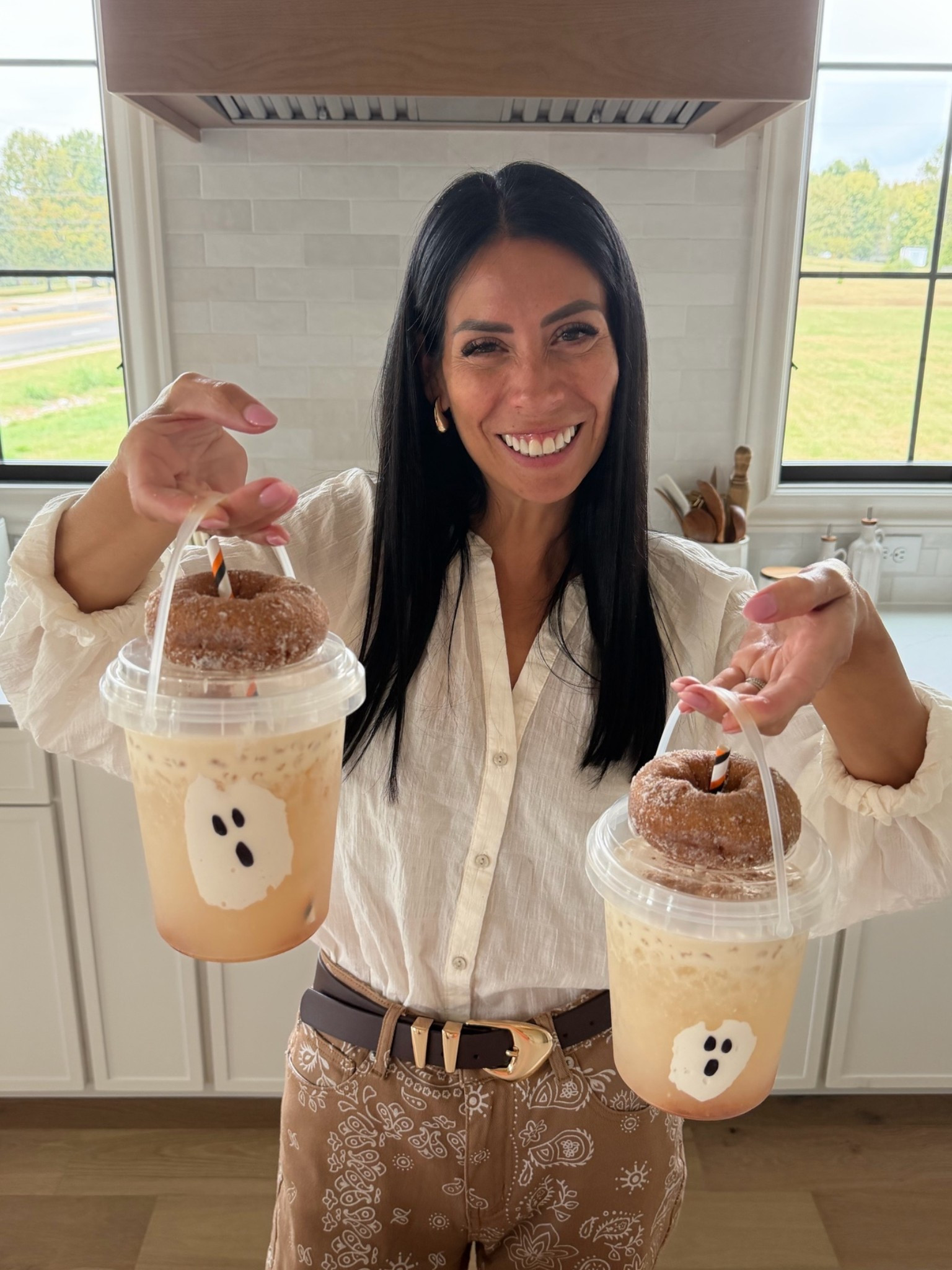 Caramel Apple Buckets: a must make! Find the recipe below and all the links too! 
Caramel Apple drink Buckets 
* 1 tbsp apple pie spread (you can also use apple butter) 
* 1 can of Bloom Crisp Apple
* 2oz half & half or heavy cream 
* 1 tbsp caramel 
* Ice 
* 1 cider donut 
* Optional: marshmallow fluff to make the ghost in the bucket 
Add marshmallow fluff to bucket walls and using a sharpie draw the ghost eyes and mouth on the outside. Add apple pie spread to bottom of bucket, fill with ice, add bloom crisp apple. Froth half&half with caramel until foamy, top the drink with it. Close, add a straw and place cider donut.

#LTKfoodie #LTKHome #LTKSeasonal