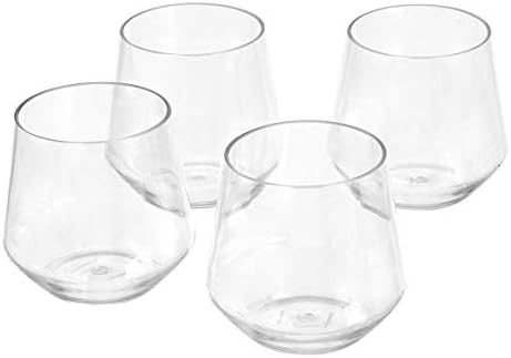 Amazon Basics Tritan Stemless Wine Glasses, Plastic, 13-Ounce, Set of 4, Clear | Amazon (US)
