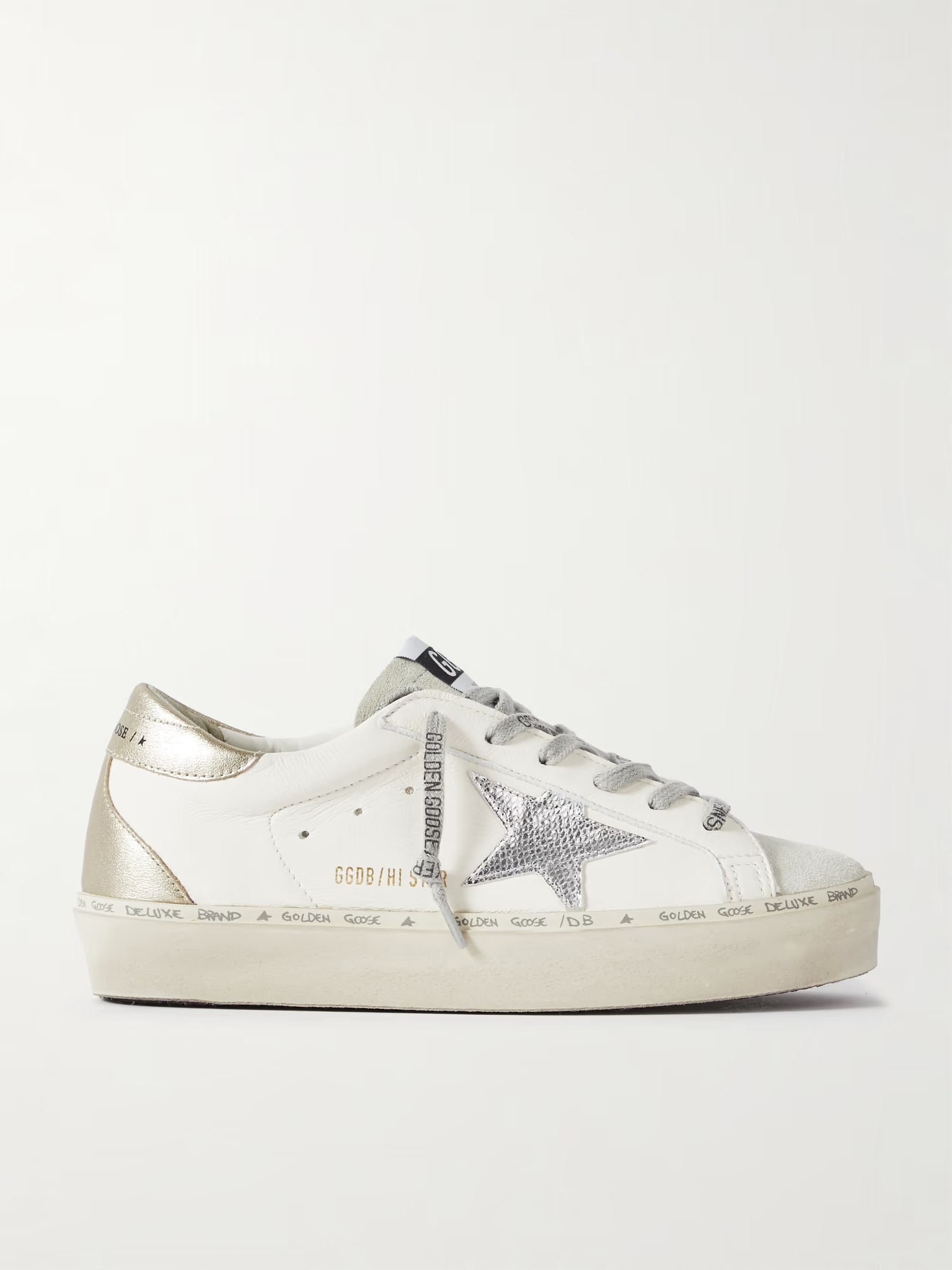 Hi Star distressed suede- and snake-effect-trimmed leather sneakers | NET-A-PORTER (US)