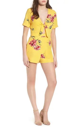 Women's Socialite Tie Front Romper, Size X-Small - Yellow | Nordstrom