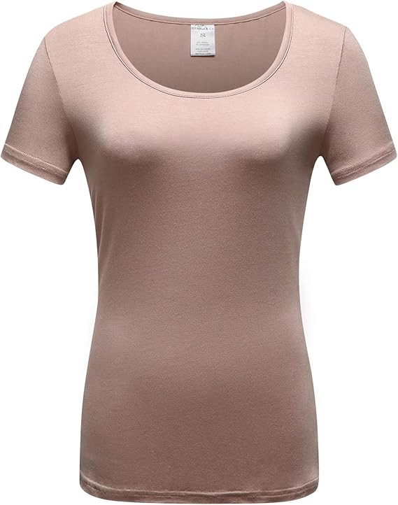 OThread & Co. Women's Short Sleeve T-Shirt Scoop Neck Basic Layer Stretchy Shirts | Amazon (US)