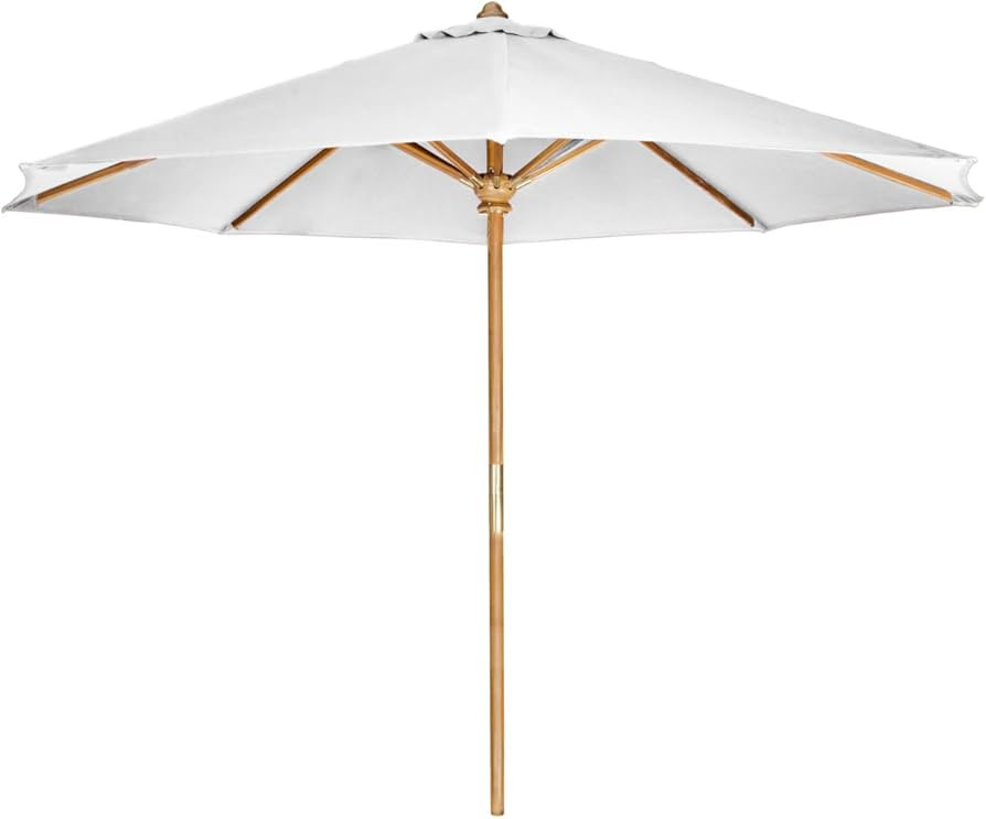 All Things Cedar TU90-W Teak Market Table Umbrella Outdoor | 2-Piece Pole & 10-ft Canvas Canopy w... | Amazon (US)