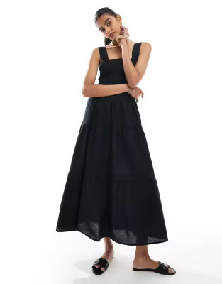 Esmee Exclusive shirred waist maxi summer dress in black | ASOS | ASOS (Global)