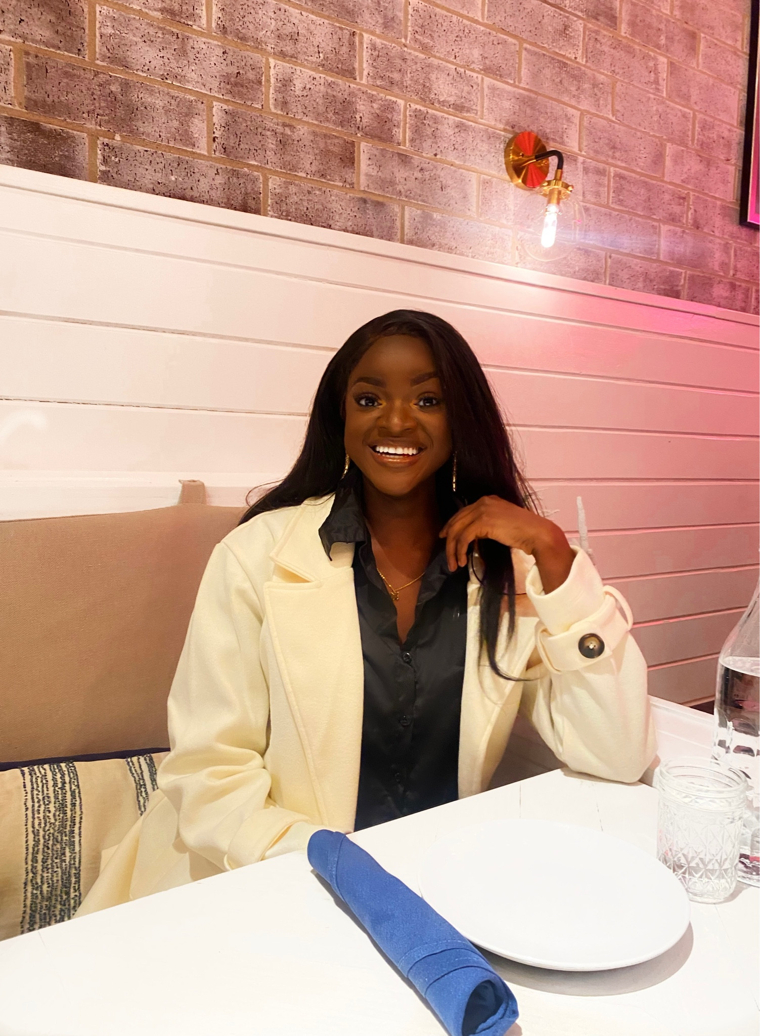 Brunch outfit idea brunch style winter fashion white winter coat black silk shirt blouse dinner outfit date outfit modest fashion work outfit inspo

#LTKworkwear #LTKSeasonal #LTKstyletip
