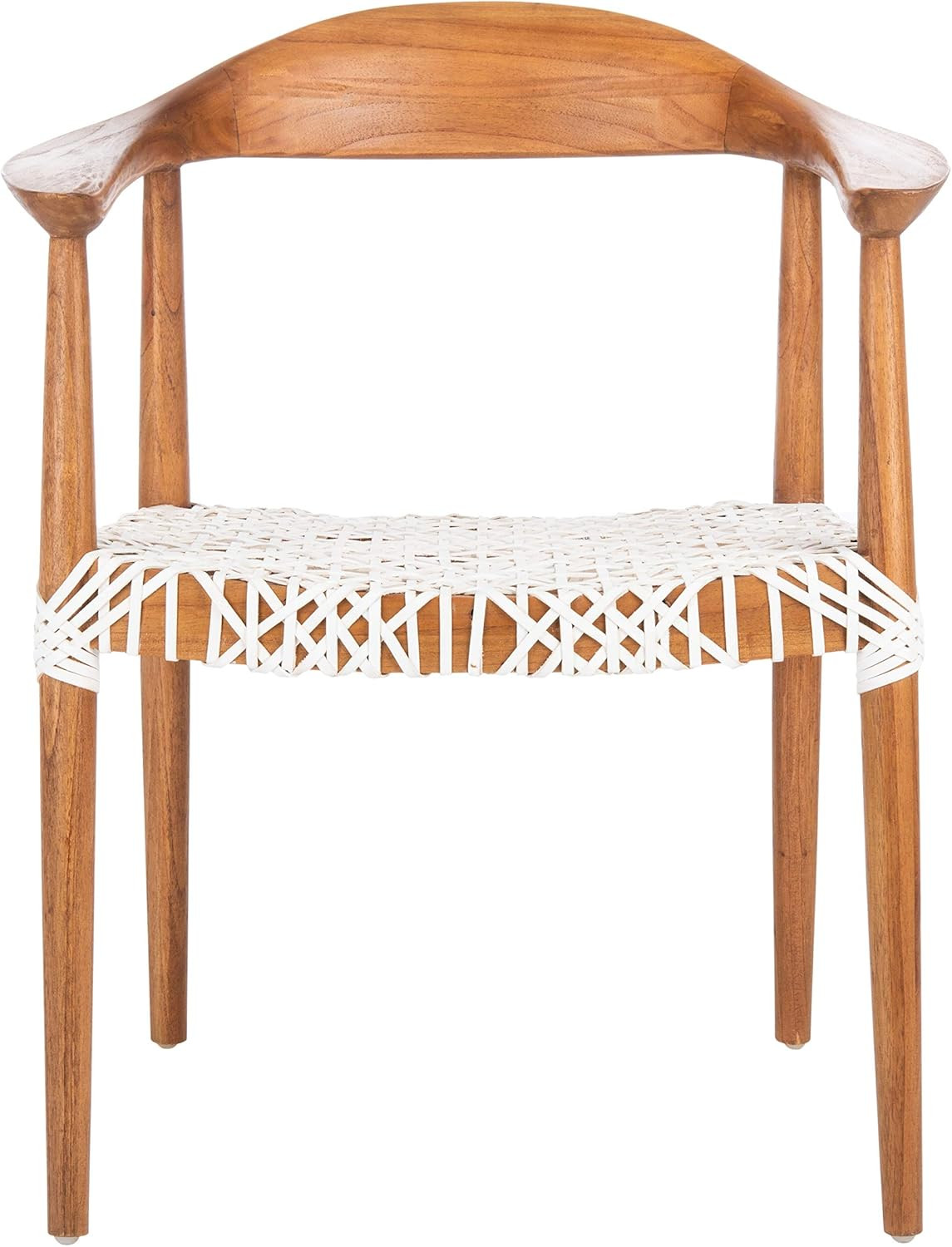 Amazon.com: Safavieh Home Juneau Natural and White Leather Woven Accent Chair : Home & Kitchen | Amazon (US)