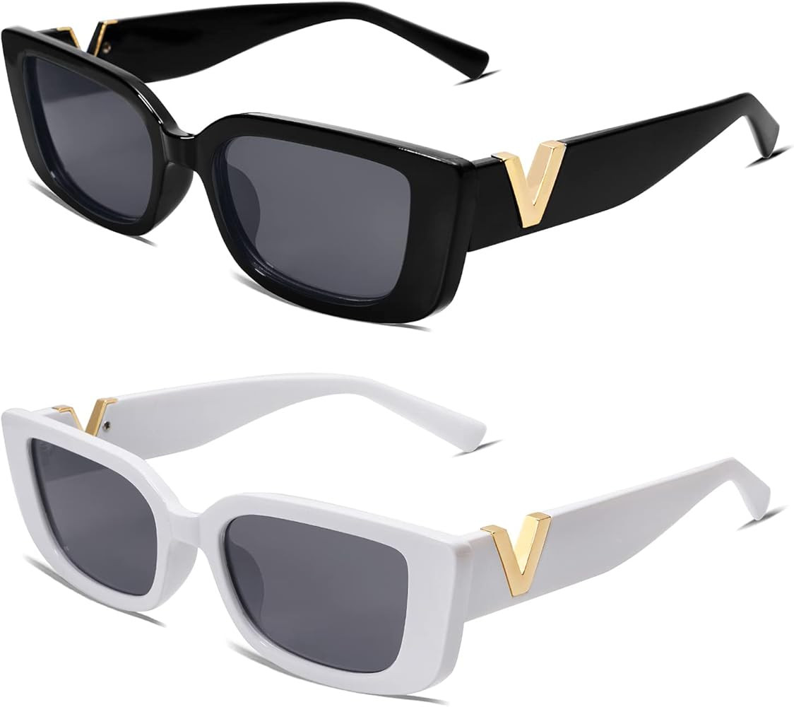 Allarallvr Rectangle Sunglasses for Women 90s Retro Trendy Y2K Classical Vintage Square Shades AR... | Amazon (US)