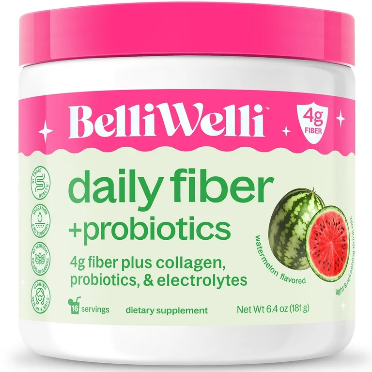 BelliWelli Daily Fiber Supplement with Probiotics, Electrolytes, and Collagen - Watermelon, 6.4 o... | Walmart (US)