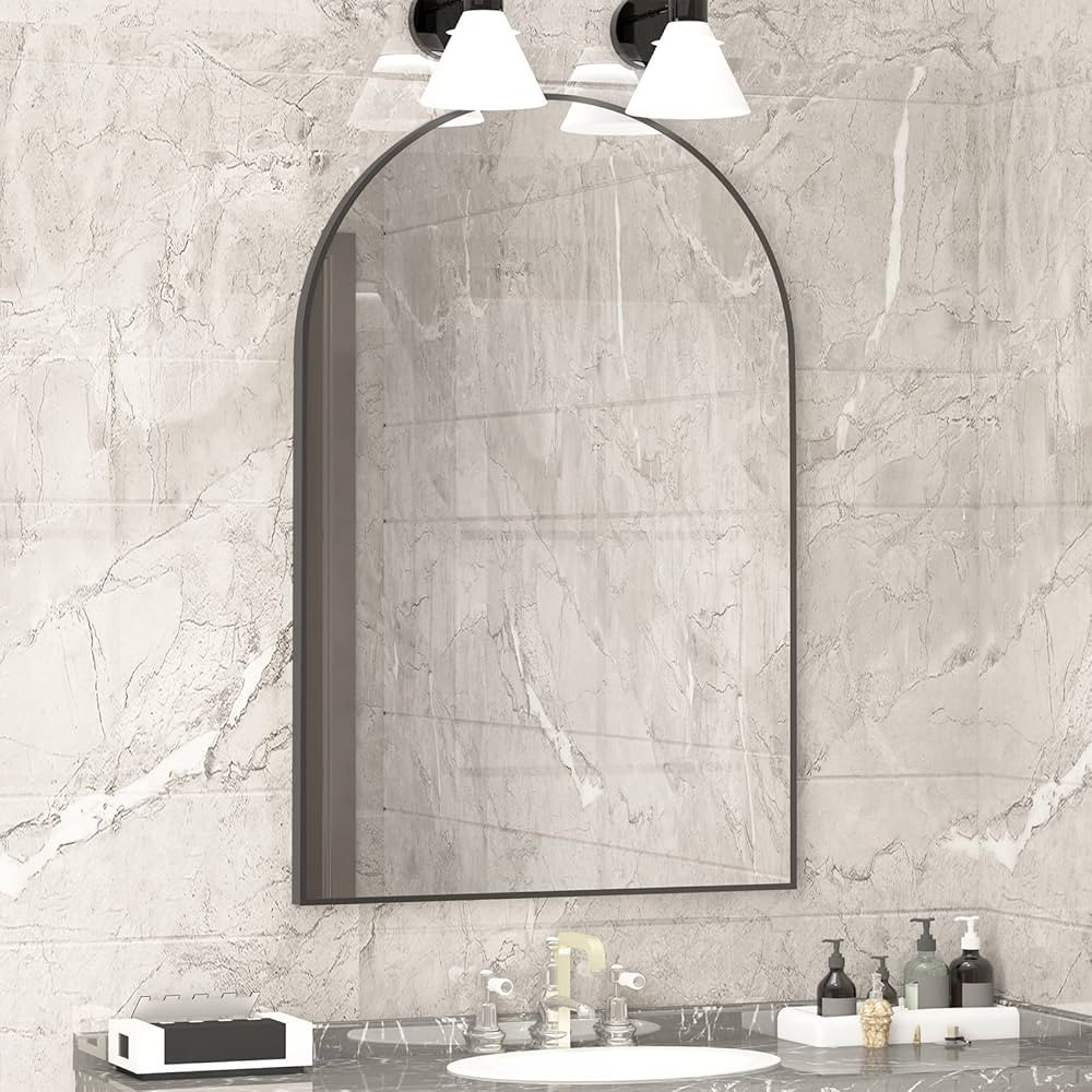 Amazon.com: CASSILANDO Arched Mirror, 20"×30" Arched Bathroom Mirror, Metal Frame Mirror, Unique... | Amazon (US)