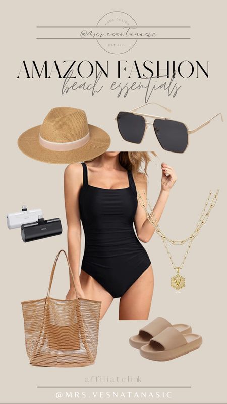 AMAZON pool/beach finds! Ordered all of these pieces for myself  now that pool season is here! Super excited to try these cloud like sandals & tummy control swimsuit!

Swimsuit, Amazon find, Amazon fashion, swim, pool essentials, vacation style, necklace, sunglasses, beach bag, pool bag, portable iPhone charger, Amazon home, gadgets, Amazon gadget, 

#LTKSeasonal #LTKswim #LTKhome