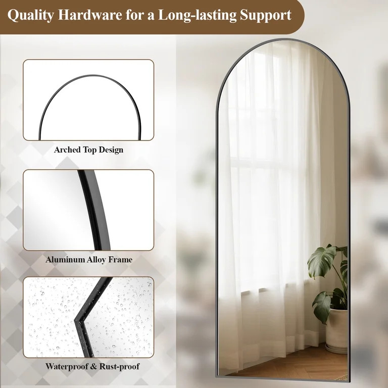 AUROMIR 71"x26" Arched Full Length Mirror Floor Mirror Full Body Standing Mirror, Black | Walmart (US)