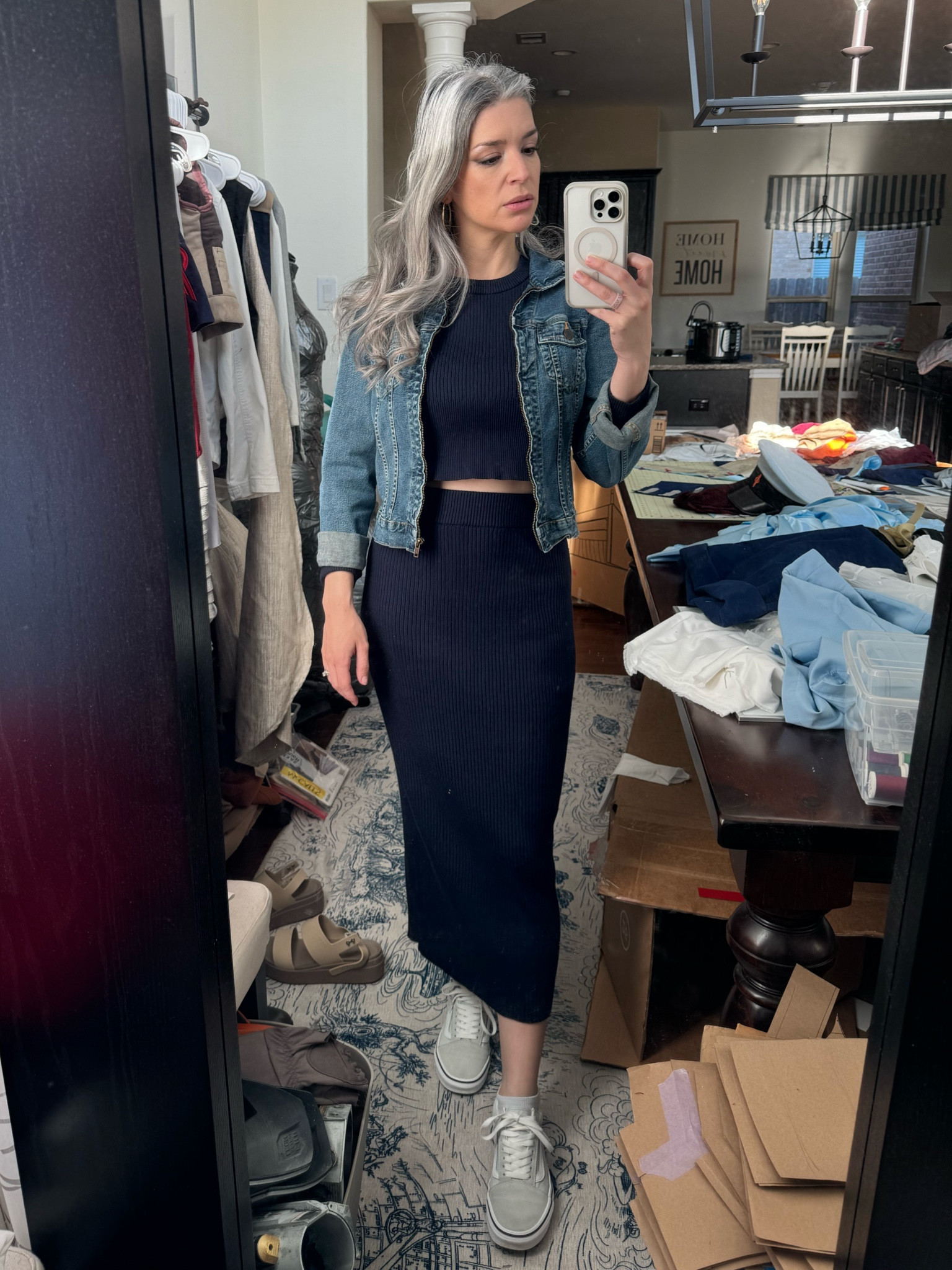 Dressing down a sweater set for errands 