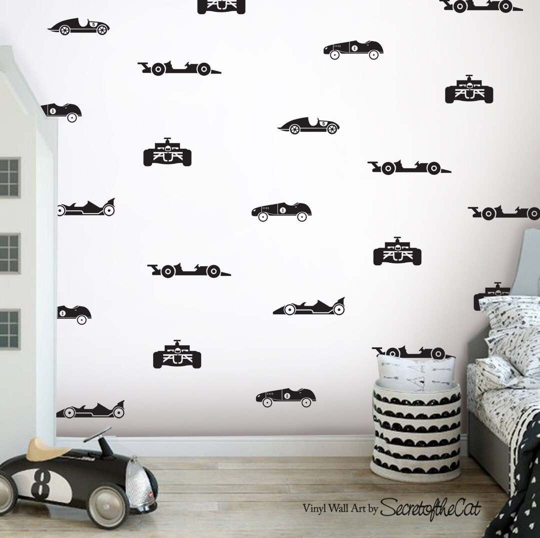 Race Cars Wall Decals - Vinyl Wall Decals, Wall Decor, Car Wall Decals, Boys Wall Stickers,Nurser... | Etsy (US)