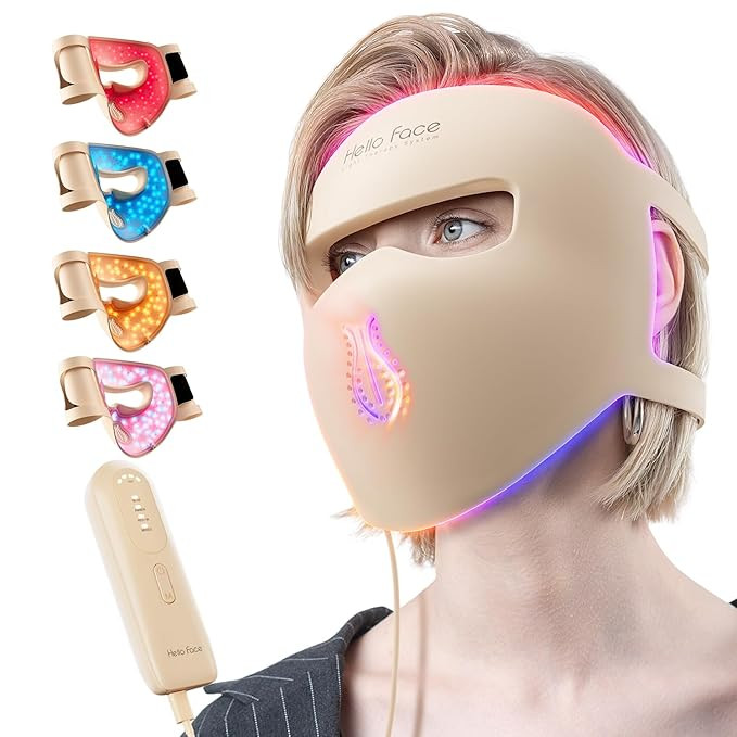 4D Photons Red Light Therapy Mask, 311 LED Beads 850nm Infrared Skin-Friendly Silicone Red Light ... | Amazon (US)