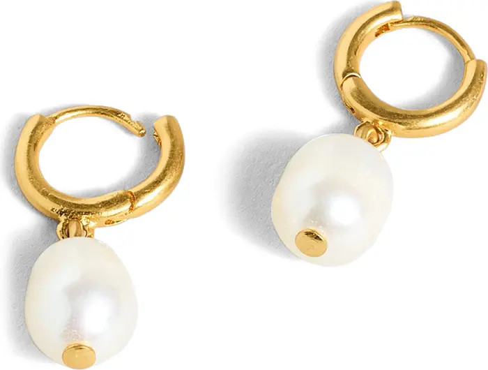 Madewell Pearl Charm Huggie Hoop Earrings | Nordstrom | Nordstrom