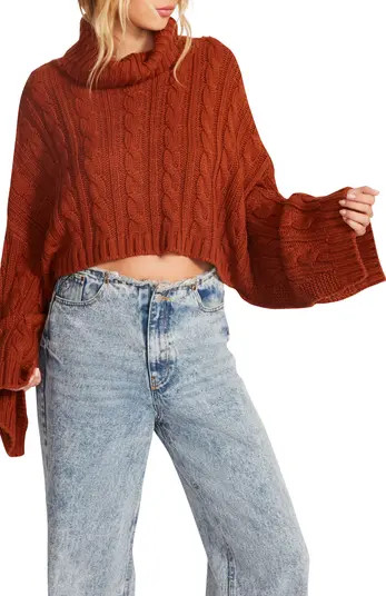 Steve Madden Sloane Turtleneck Crop Cable Sweater | Nordstrom | Nordstrom