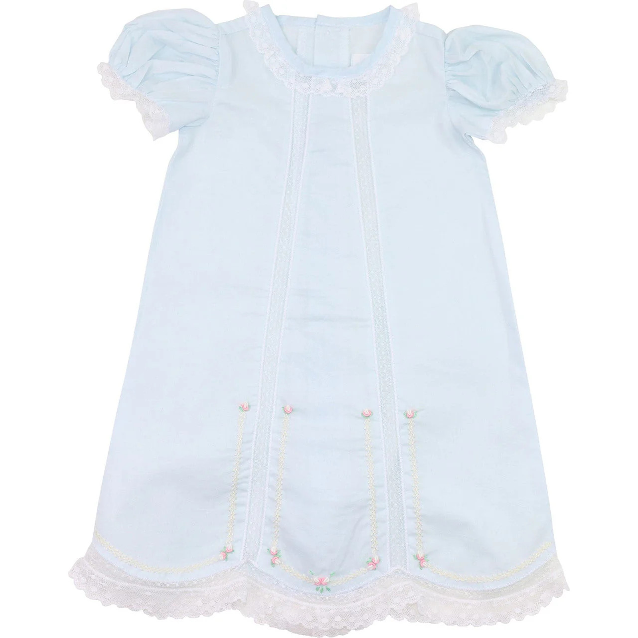 Blue Heirloom Rosebud Baby Gown | Cecil and Lou
