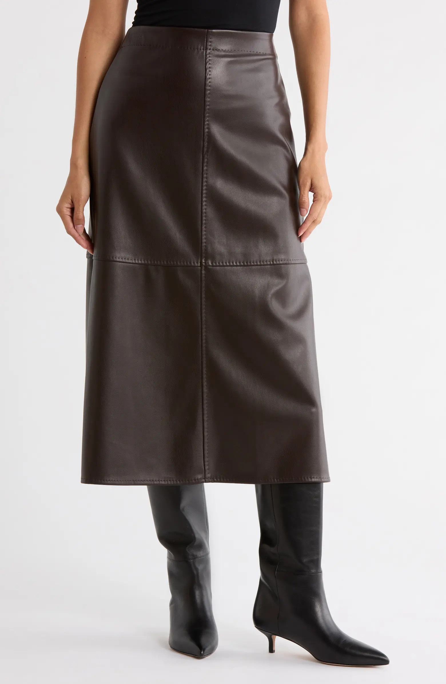 MAX STUDIO Faux Leather A-Line Skirt | Nordstromrack | Nordstrom Rack