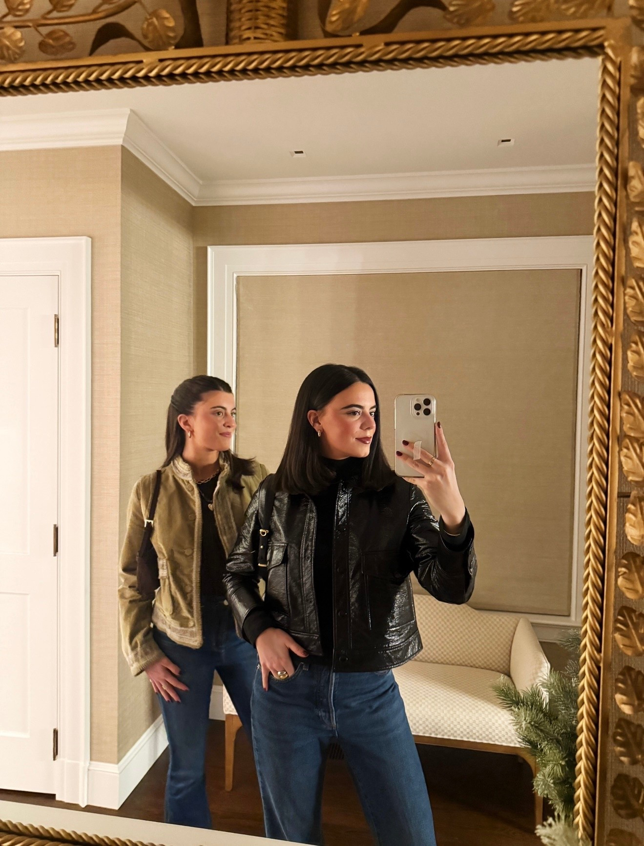 Sister going out looks 👯 My jacket is Sezane and Elizabeth’s is Zara! 

